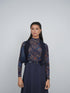 Point Printed Mock Neck Top in Medallion Print